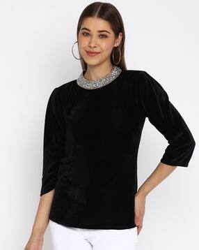 meer. ROUND CUTTING VELOUR TOP(BLK) ベロア meer. ROUND CUTTING VELOUR TOP(BLK) meer.メーア CIRCLE CUT VELOUR