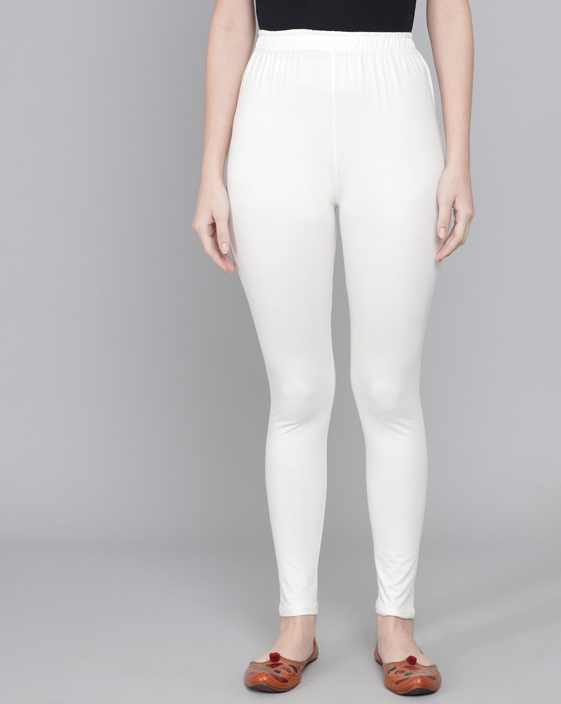 Buy De Moza Women Off White Solid Cotton Churidar Leggings - M Online at  Best Prices in India - JioMart.