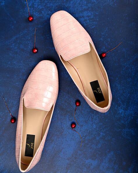 Jove Croc-Embossed Round-Toe Slip-On Ballerinas