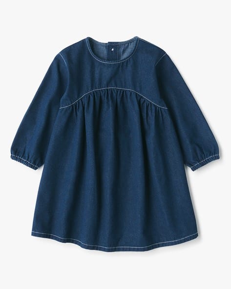 muji denim dress Buy Navy Blue Dresses & Frocks for Infants by Online Calissa Button-Front Mini Dress feed-cl0-hot sale A long sleeve denim Size:18 x 34 Denim shirt dress