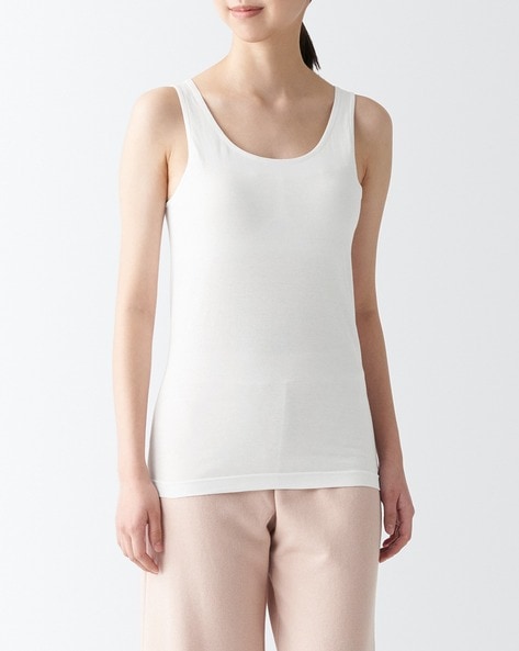 Buy White Tank With Bra Online In India -  India