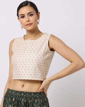 fusion Leaf Embroidered Crop Top-picture-49