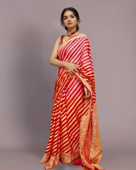 Buy Orange Sarees for Women by Indie Picks Online | Ajio.com