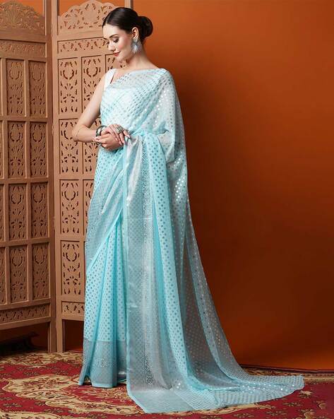 Buy Light Blue Sarees for Women by Saree mall Online