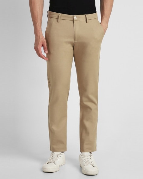 Buy Allen Solly Men Beige Slim Fit Solid Casual Trousers online