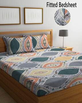 300 TC Printed King-Size Bedsheet with Pillow Covers-image-35