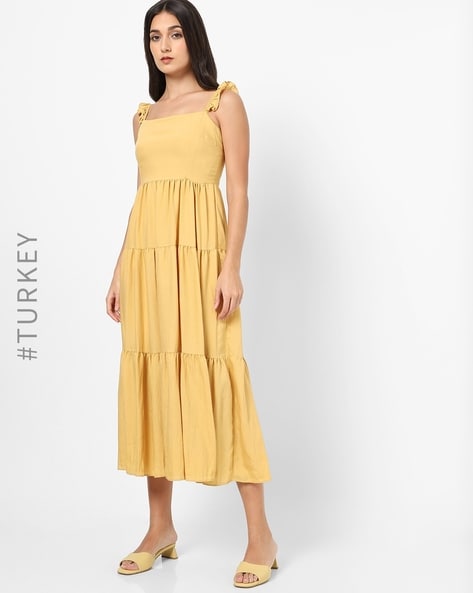 Mustard yellow outlet spaghetti strap dress