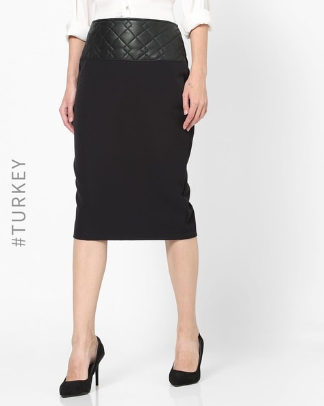 Black pencil hotsell skirt zip back