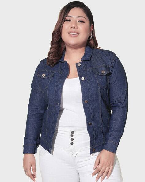 Denim Bomber Jacket with Flap pockets