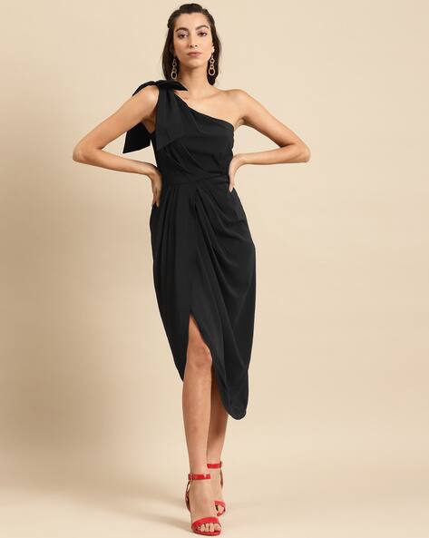 eloquii plus one-shoulder twist-front midi dress Eloquii Plus One-Shoulder Twist-Front Midi Dress