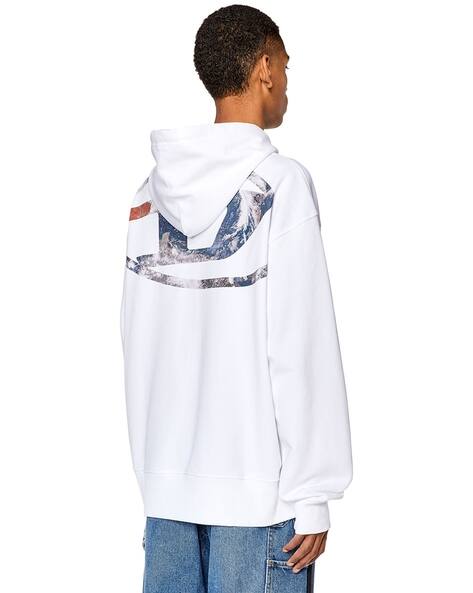 Buy DIESEL S-MACS-HOOD-L4 White Loose Logo Sweaters | White Color 