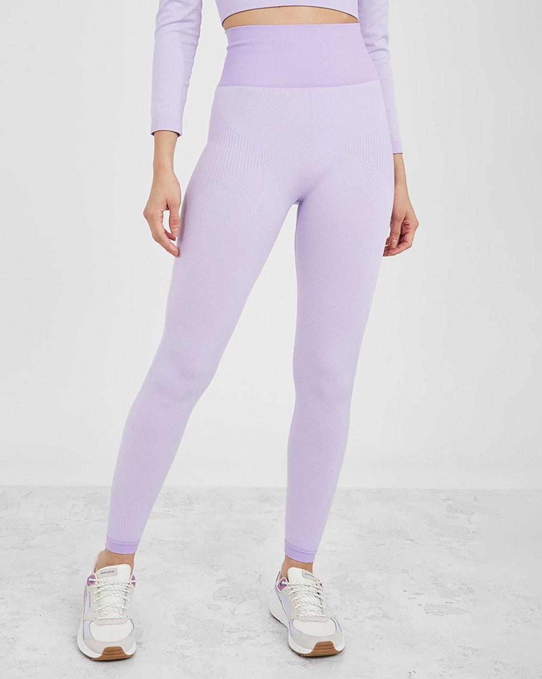 Only Play leggings with tonal panel detail in purple - part of a set