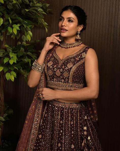 Buy Maroon Lehenga Choli Sets for Women by ZEEL CLOTHING Online | Ajio.com