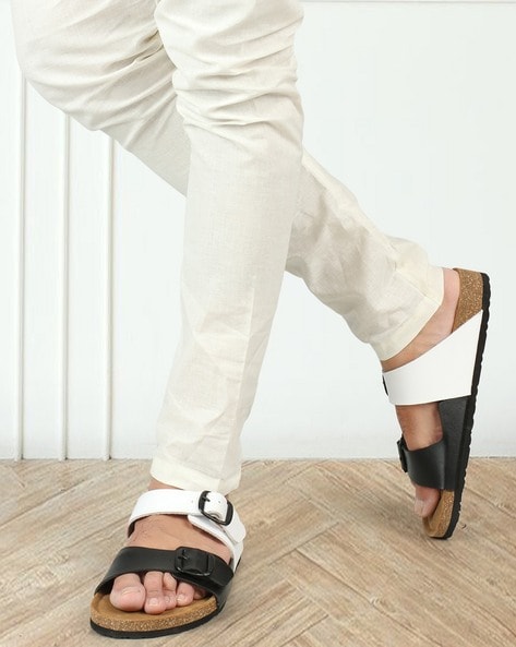 Black & White Toe Loop Sandal, Indian Style Slide