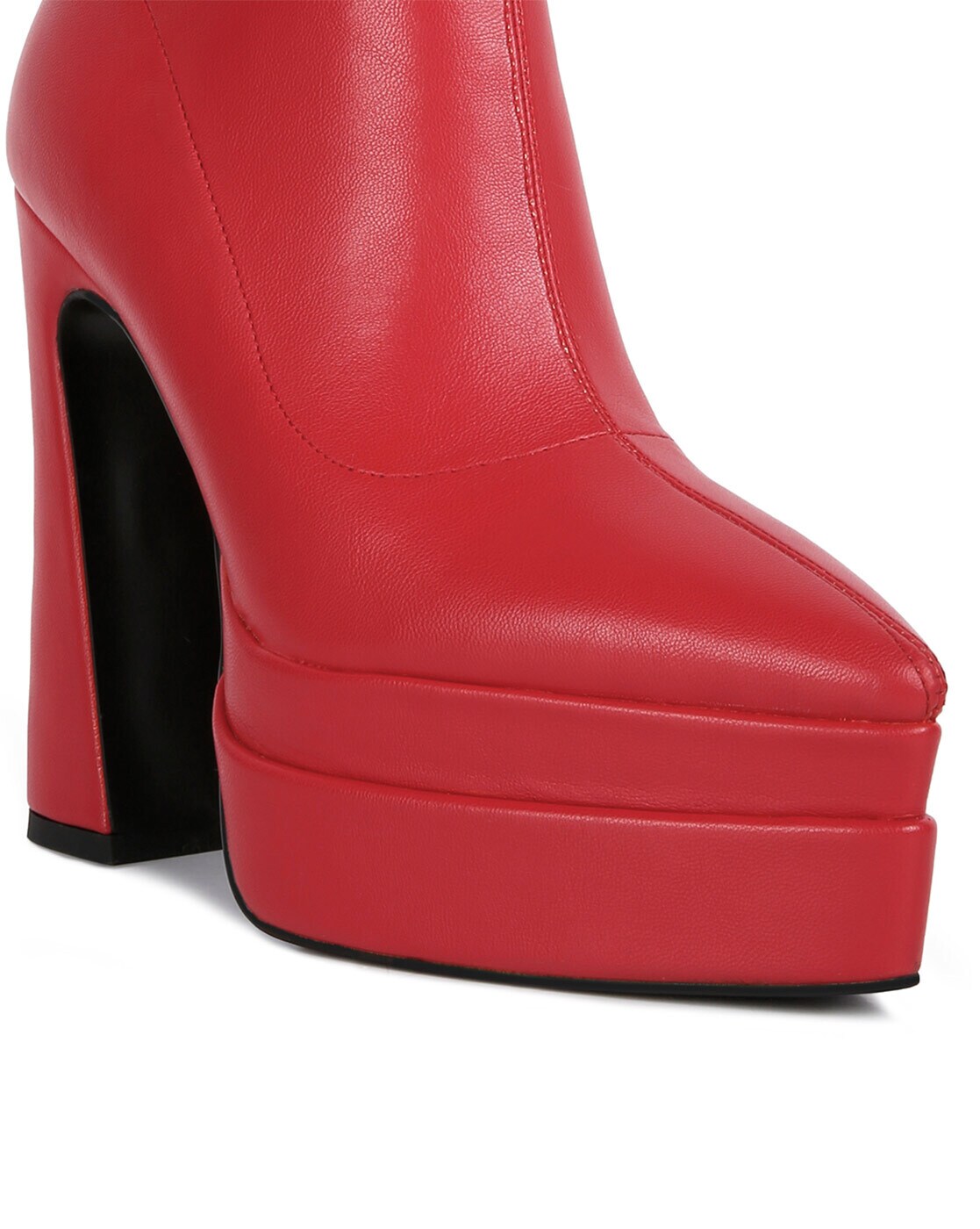 Red leather platform boots cheap