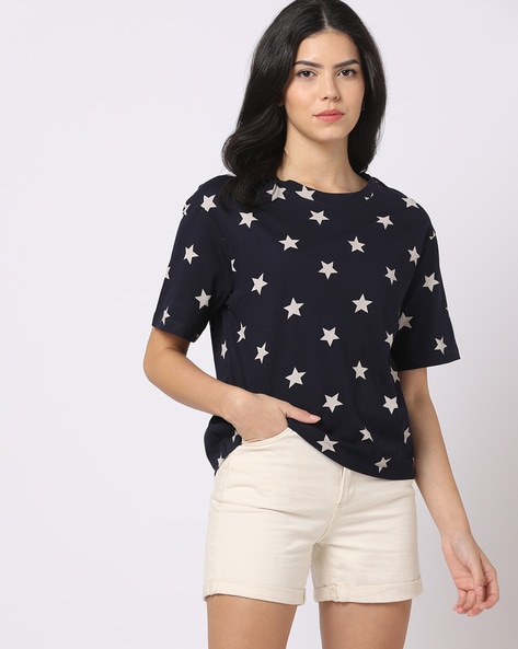 Printed Boxy Fit Round-Neck T-Shirt