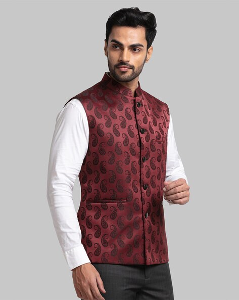 Mens on sale maroon waistcoat