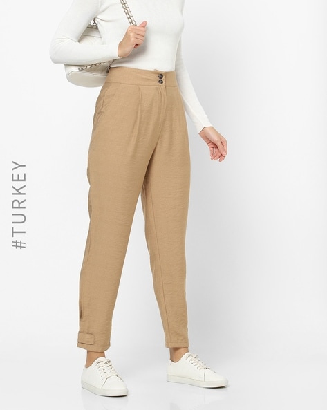 Buy Code by Lifestyle Beige Cotton Mid Rise Pants for Women Online @ Tata  CLiQ-mncb.edu.vn