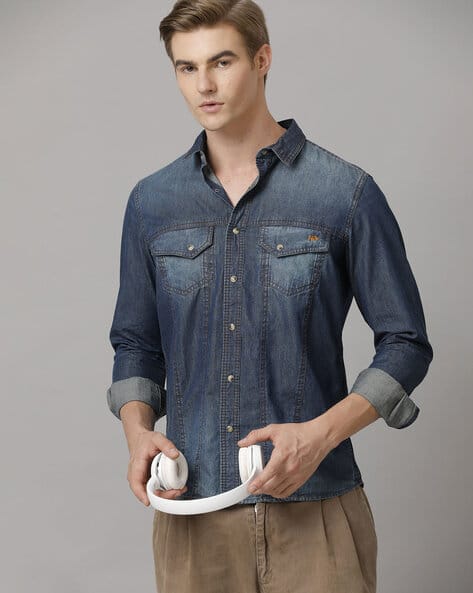 Buy Navy Blue Shirts for Men by Temple Of Denim Online