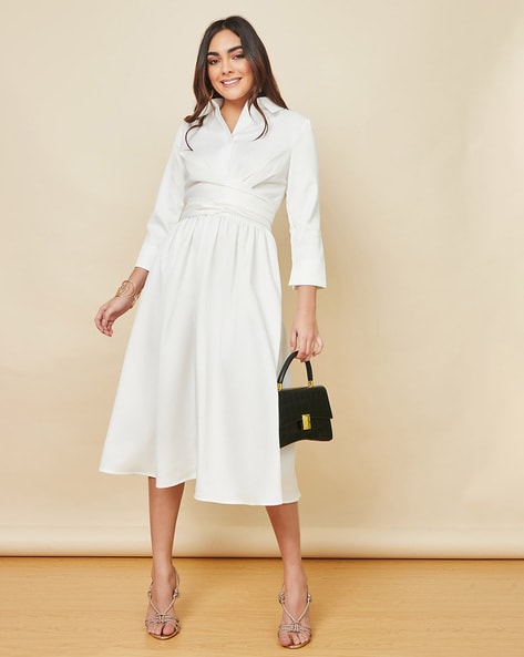 Buy White Linen Round Midi Dress For Women by Naintara Bajaj Online at Aza  Fashions.