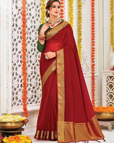 Red silk organza saree set (KASH-06, DMT-11) – Anju Modi