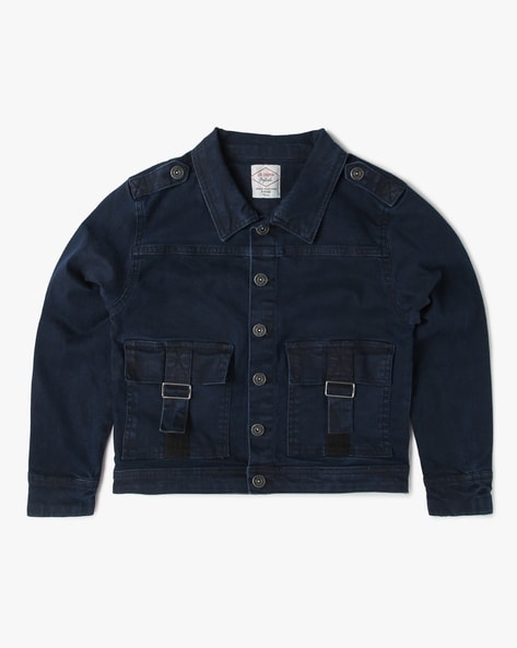 Buy Lee Cooper Solid Denim Jacket with Flap Pockets | Splash UAE