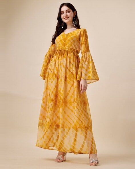 Shibori long best sale frocks online