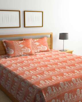 Printed King-Size Bed Cover with Pillow Covers