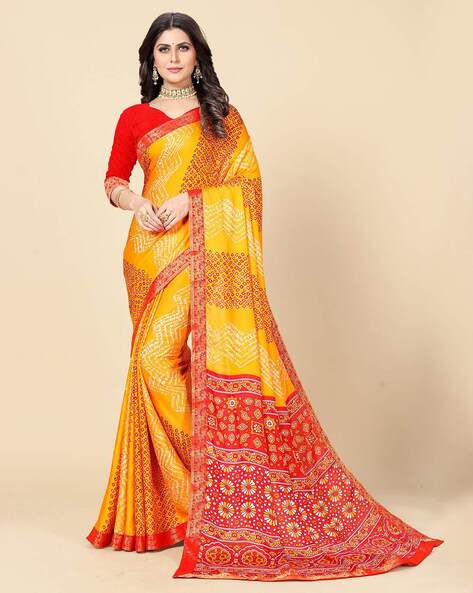 Buy Gajra Gang Dreamy Pastel Yellow Saree With Stitched Blouse (Set of 2)  Online
