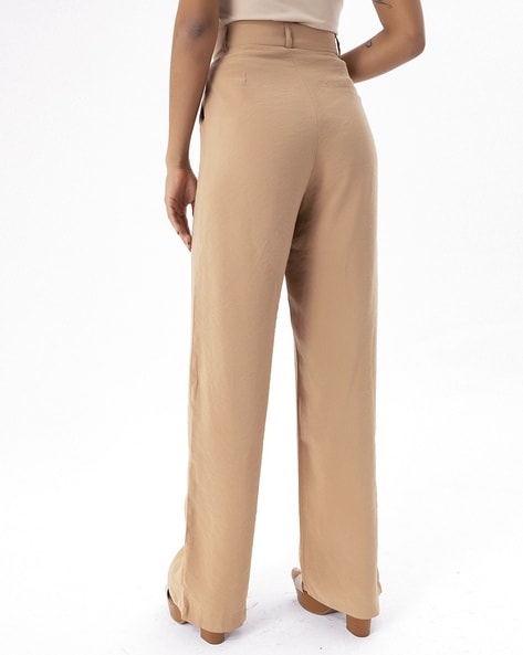 High-Rise Straight Fit Pleated Pants