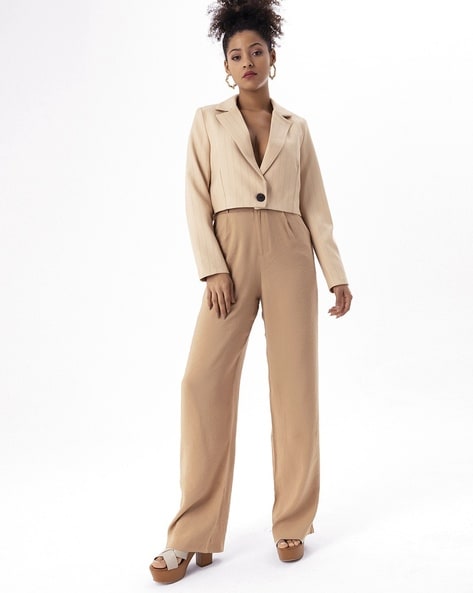 High-Rise Straight Fit Pleated Pants