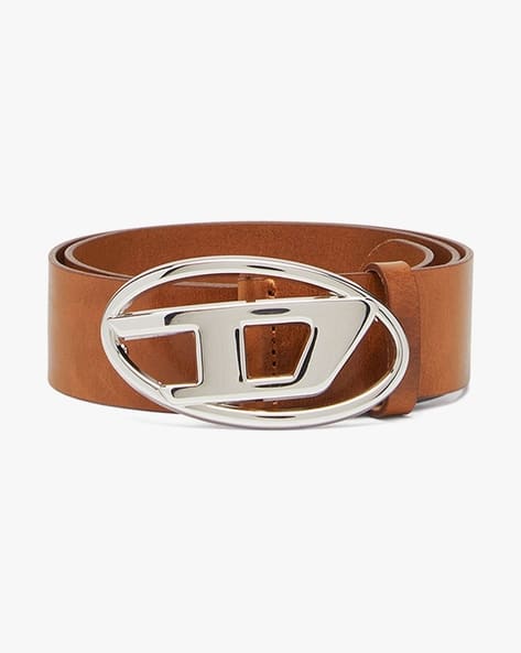 DIESEL☆ Leather belt with oval D logo ブラウン シンプル B-1DR-LAYER 2.9cm leather belt with oval d logo｜ブラウン