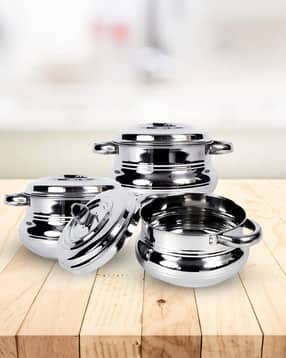 kuber industries Set of 3 Stainless Steel Handi with Lid-picture-52