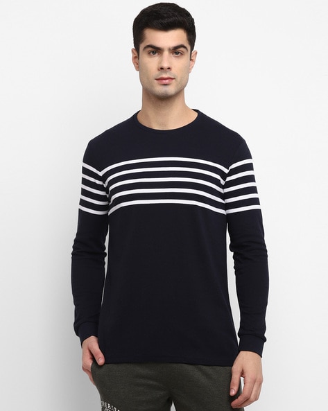 Slim Long Sleeve Stripe Shirt - White/Navy, Shirts