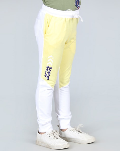 Yellow and white 2025 track pants