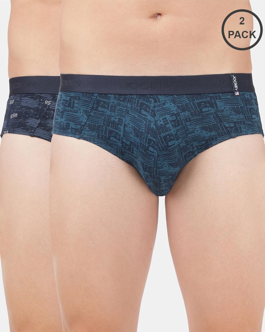 Pack of 2 Printed Briefs with Elasticated Waistband