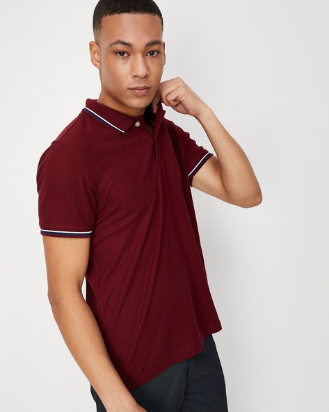 Polo shirt shop maroon and white