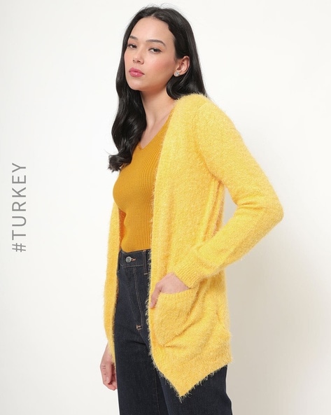 Womens yellow deals cardigan sweater