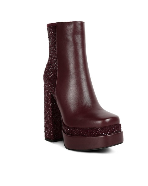 Mid calf best sale burgundy boots