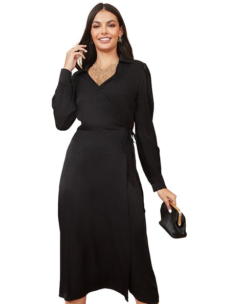 Purchase Online Black Bodycon Dress Long Sleeve Style Bodycon Midi Dress –  Lady India