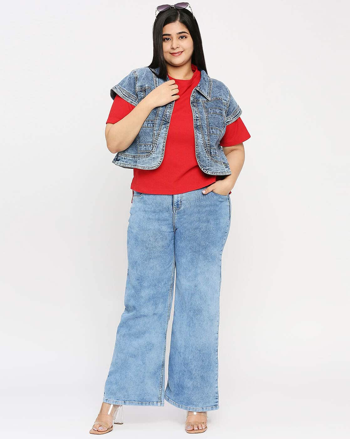 Denim Jacket with Spread Collar