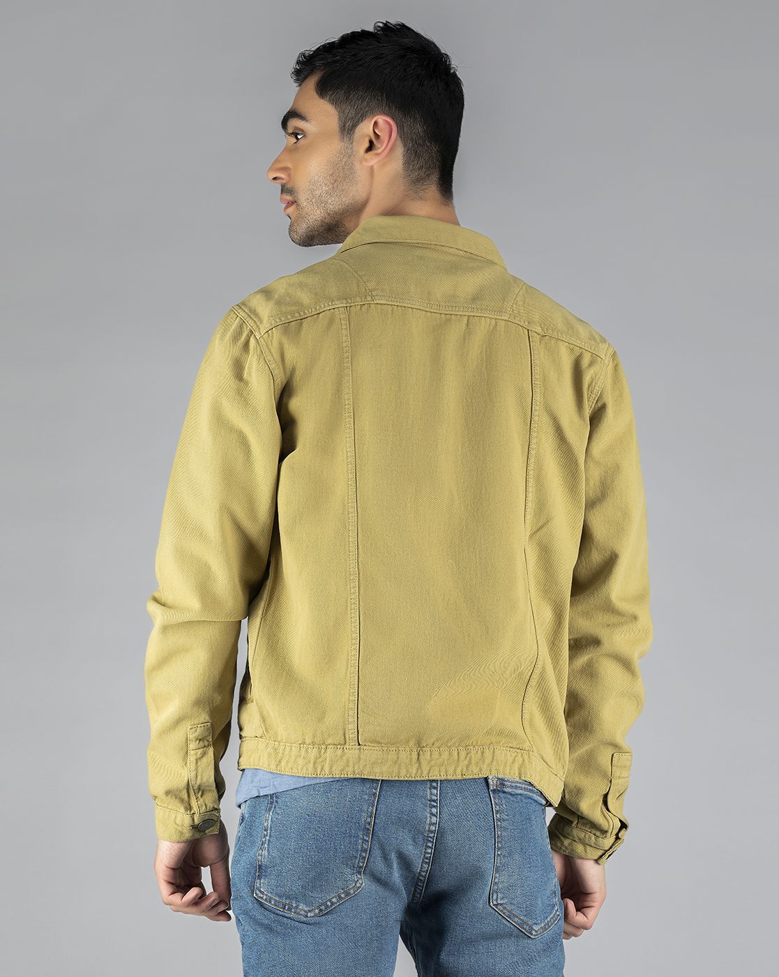 ROMWE Guys Solid Button Front Denim Jacket Without Tee | Denim outfit men, Yellow  denim, Denim jacket outfit