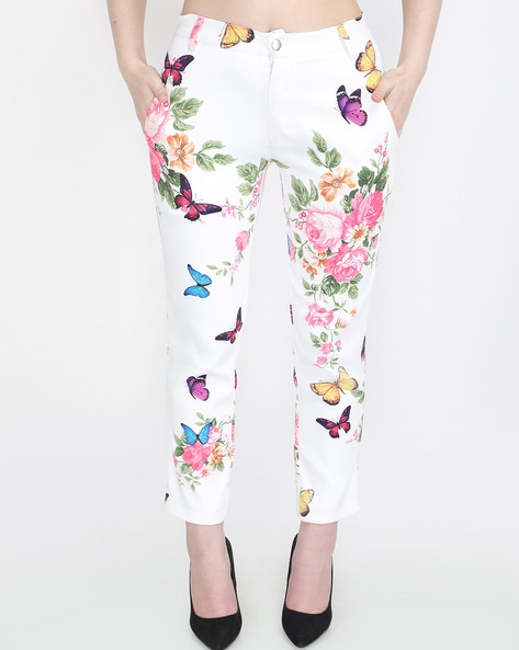 Blue floral printed top with pants - set of two by Ekanya | The Secret Label