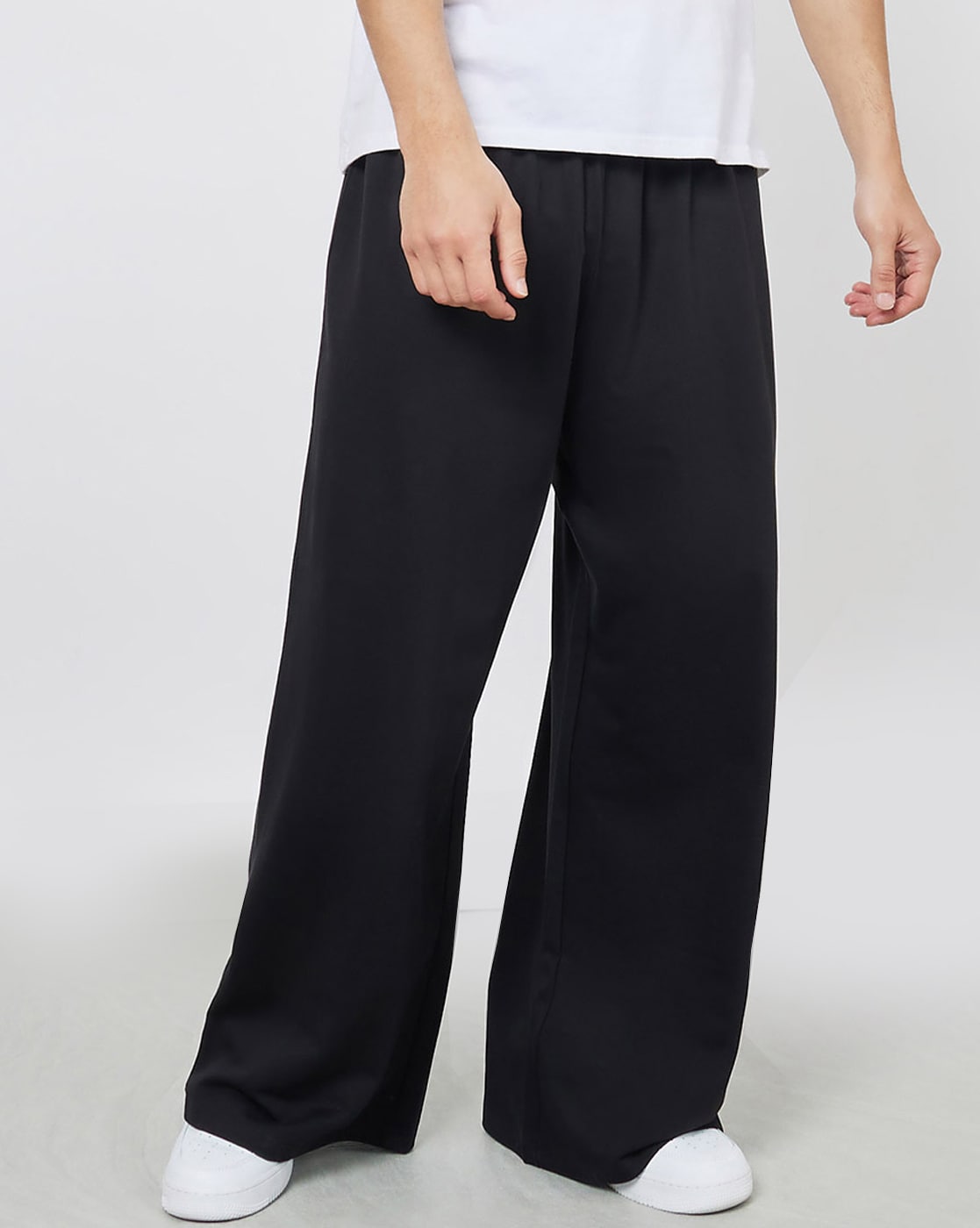 Black wide best sale leg pyjama bottoms