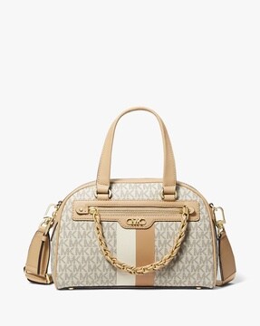 Michael Michael Kors Small Enzo Leather Shoulder Bag In Beige