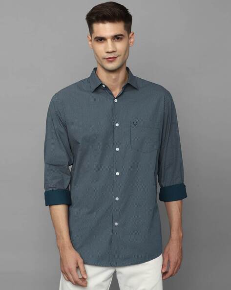 Men Micro Print Slim Fit Shirt