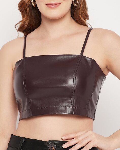 OW Collection Amara Faux Leather - Top - brown/brun 