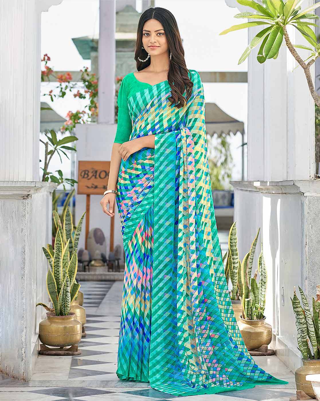 Pure Modal Silk Ajrakh Saree, Hand Block Print, Vegetable Green Colors,  Skin Friendly, Cruelty Free, Silk Sarees for Women - Etsy