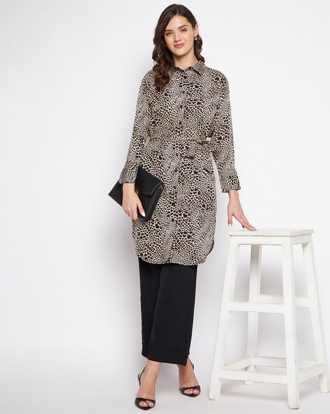 longline leopard print shirt