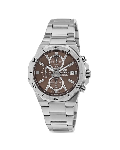Buy CASIO Edifice 52.4 x 48 x 12.7 mm Black Dial Stainless Steel  Analog-Digital Watch for Men - ED574 | Shoppers Stop